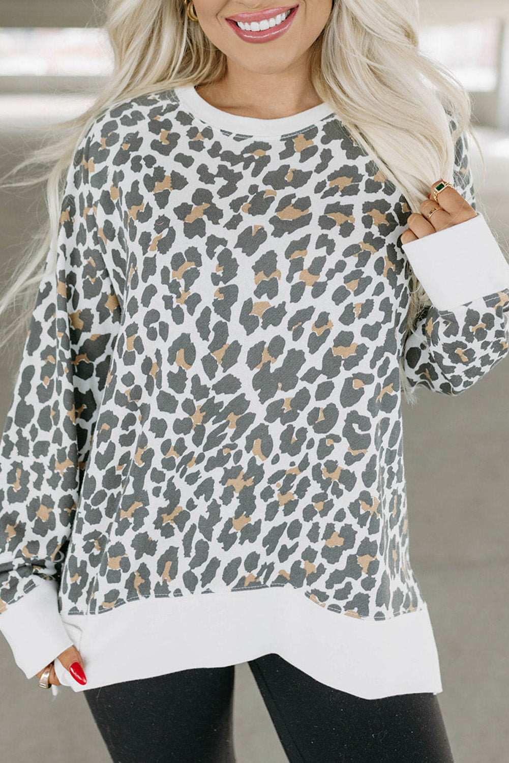 Leopard Solid Trim Top