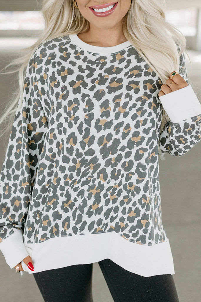 Leopard Solid Trim Top