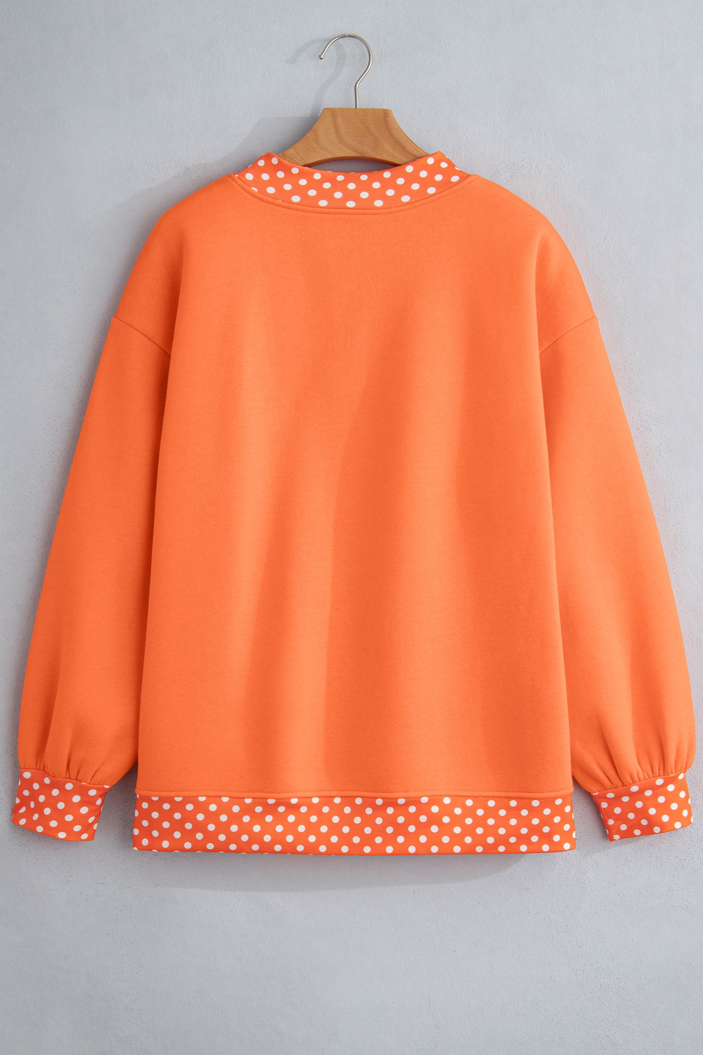 Polka Dot Contrast Trim Mock Neck Sweatshirt