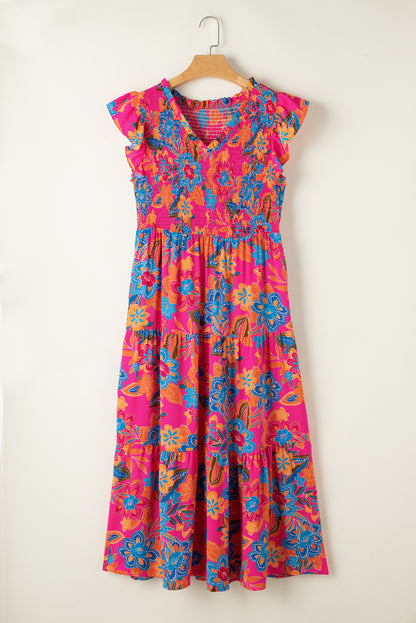 Floral Flutter Sleeve Maxi Dress Plus Size