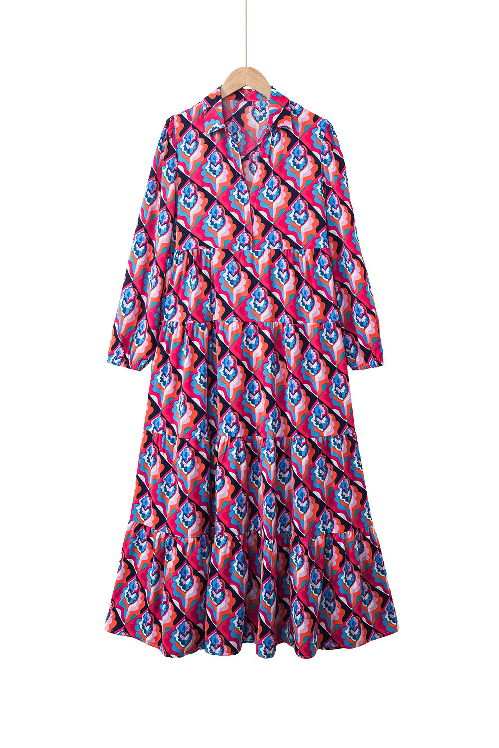 Abstract Geometric High Waist Dress