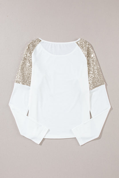 Sequin Patchwork Raglan Sleeve Top