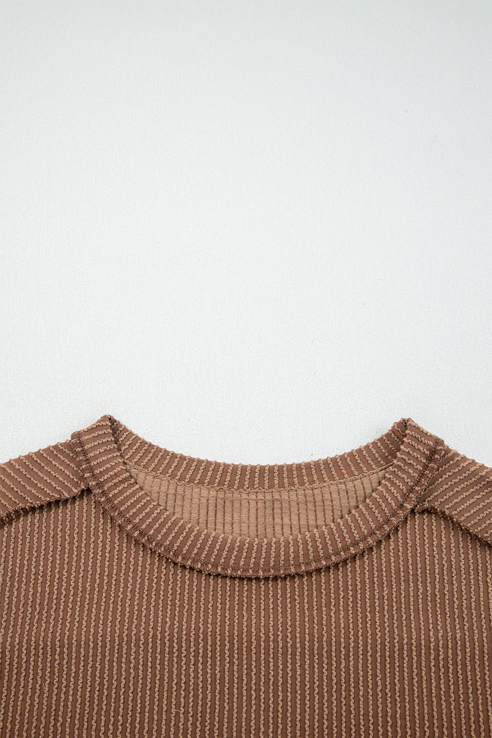 Solid Corded Knit Long Sleeve Top