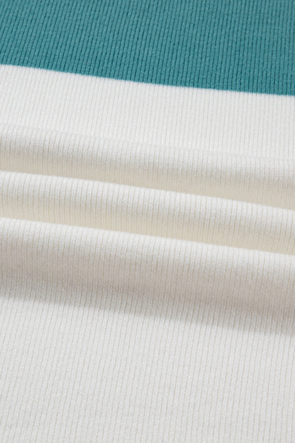 Colorblock Ribbed Knit Long Sleeve Sweater