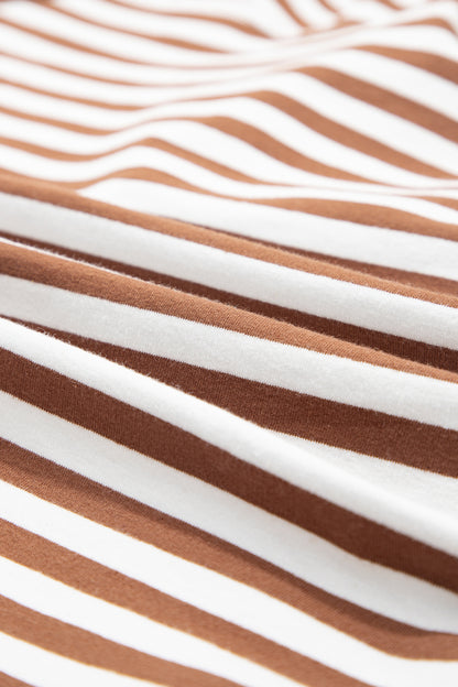 Stripe Patchwork Quarter Zip Sweatshirt & Shorts Set