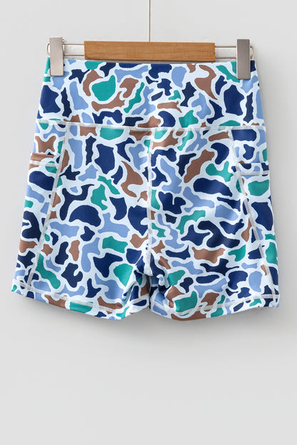 Abstract Camo Side Pocket Biker Shorts