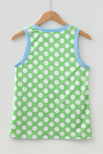 Polka Dot Contrast Trim Loose Tank Top