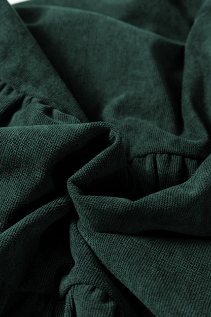 Solid Lantern Sleeve Tiered Mini Dress