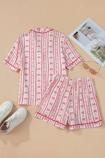 Bow Heart Top and Shorts Pajama Set