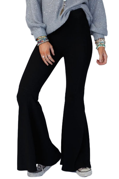 Ribbed High Waist Flare Pants