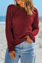 Waffle Drop Shoulder Long Sleeve Top