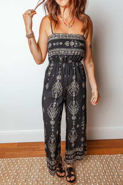 Boho Spaghetti Straps Elastic Waist Jumpsuit
