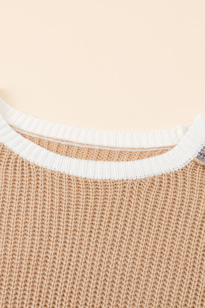 Colorblock Patchwork Round Neck Sweater