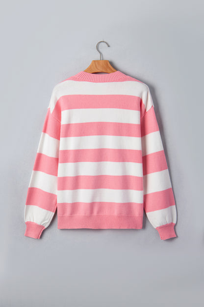 Christmas Santa Baby Embroidered Stripe Sweater