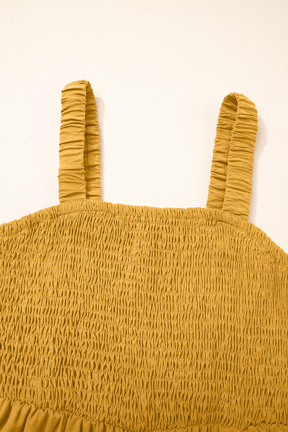 Smocked Sleeveless Wide Leg Jumpsuit with Pockets