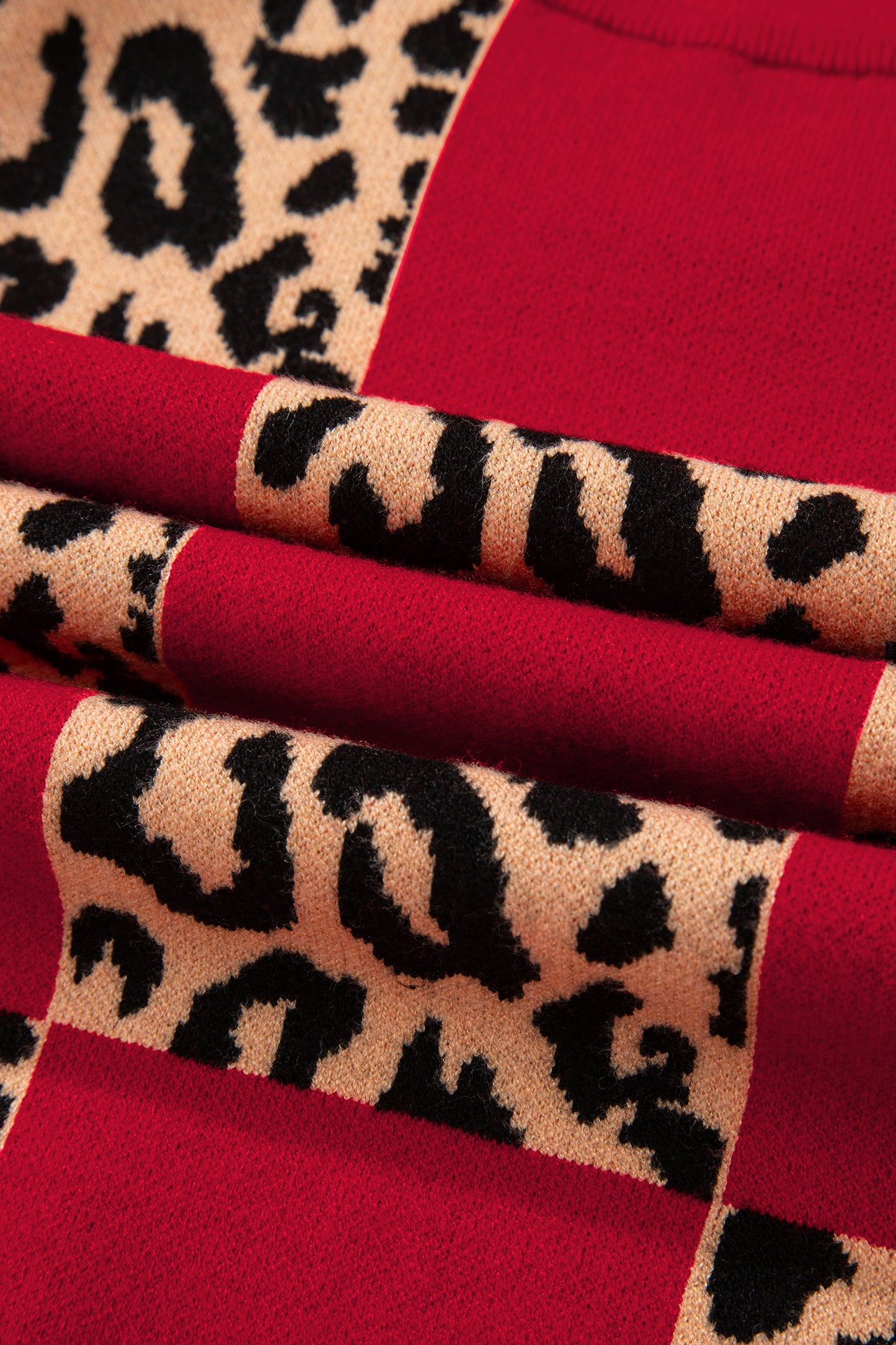 Leopard Checker Short Sleeve Knit Sweater