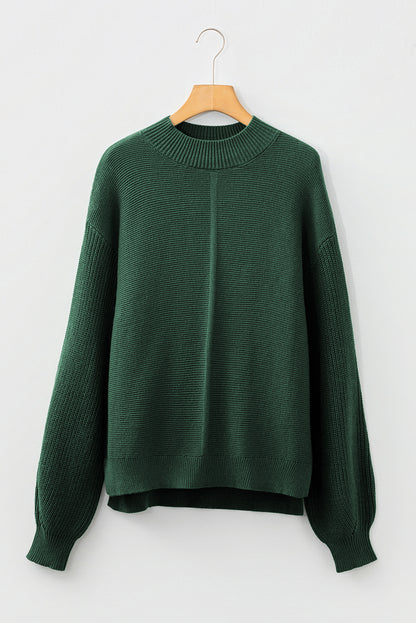 Solid Front Seam Drop Shoulder Sweater