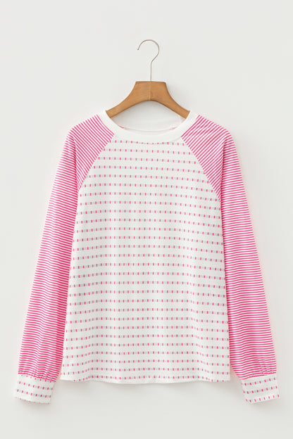 Stripe Raglan Patchwork Long Sleeve Top
