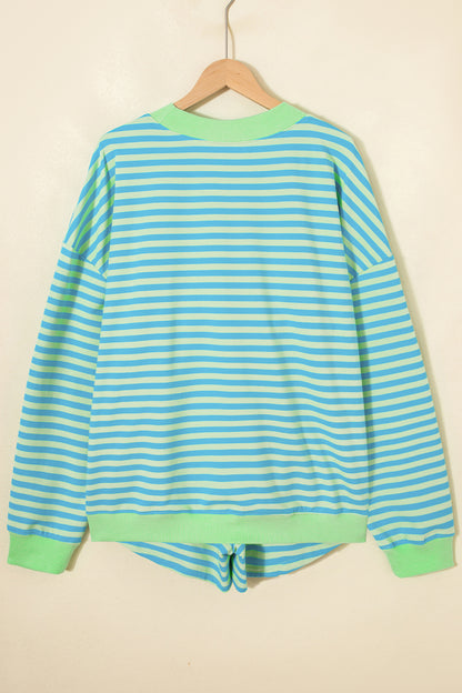 Stripe Colorblock Pullover & Pull-On Shorts Set