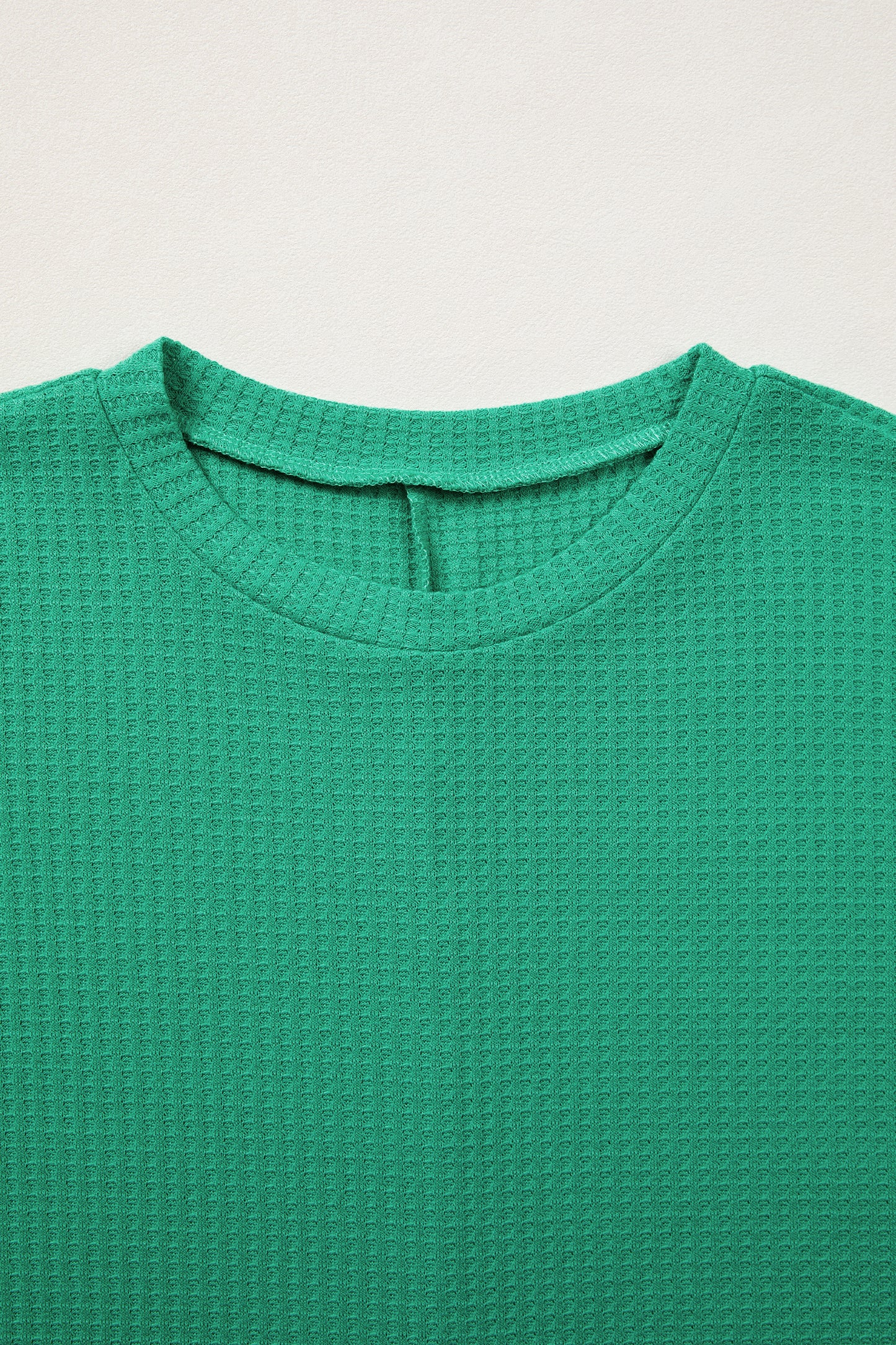 Solid Waffle Knit Dolman Short Sleeve Loose Top