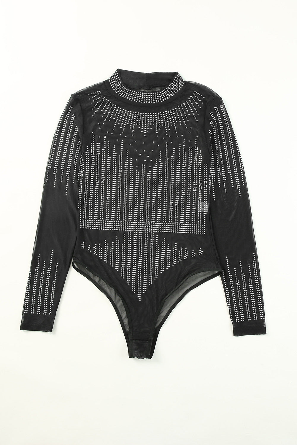 Rhinestone Sheer Mesh Bodysuit