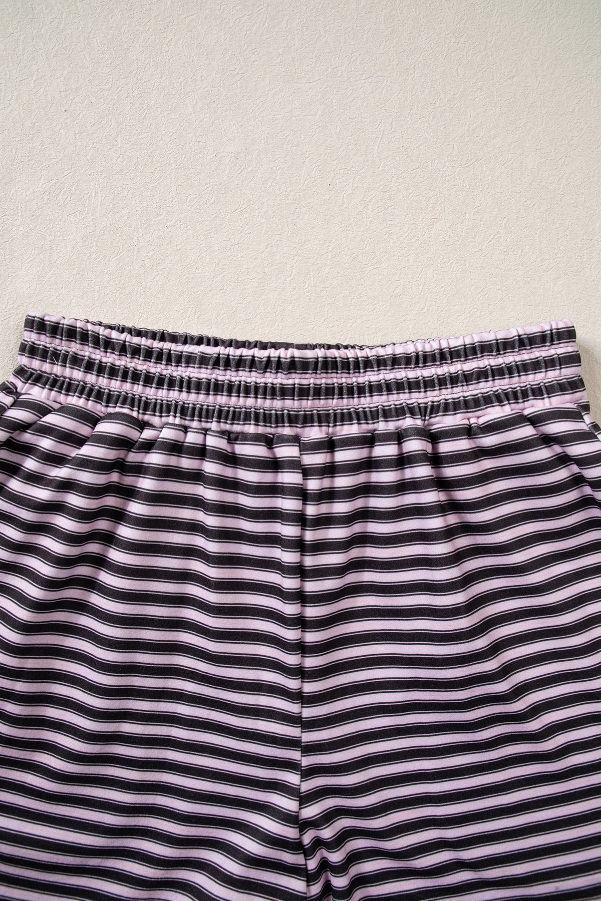Stripe Oversized Long Sleeve Top & Pocketed Shorts Set