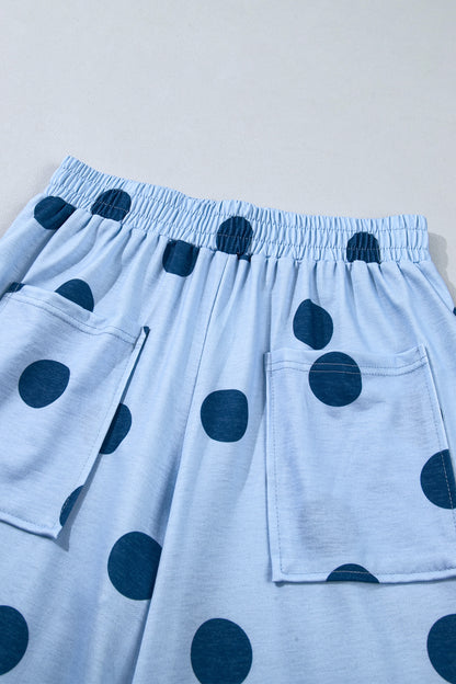 Polka Dot Wide Leg Elastic Waist Pants