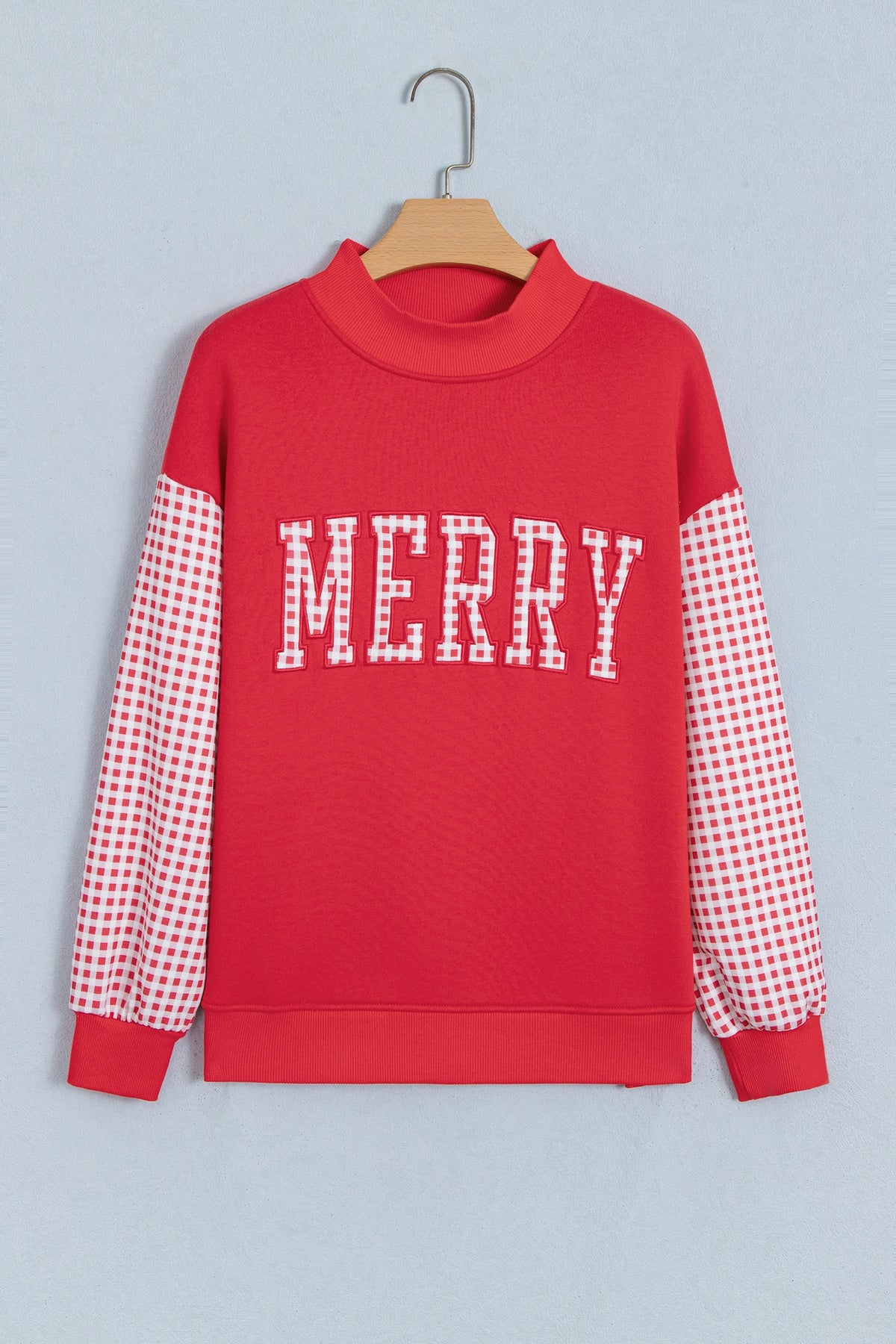 MERRY Gingham Patchwork Oversized Sweatshirt