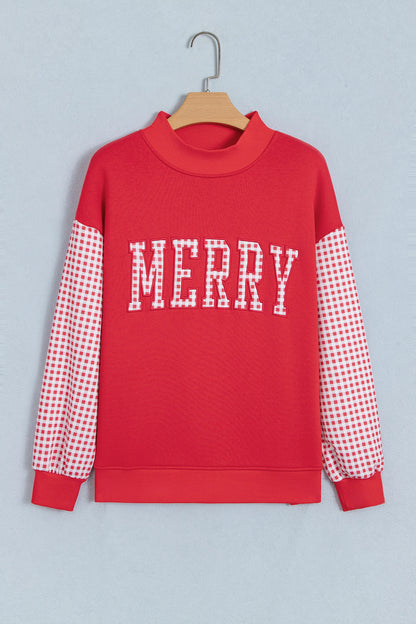 MERRY Gingham Patchwork Oversized Sweatshirt