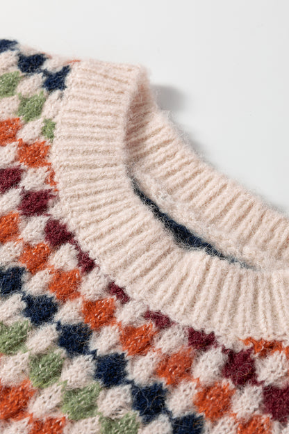 Stripe Dotty Knit Drop Shoulder Sweater