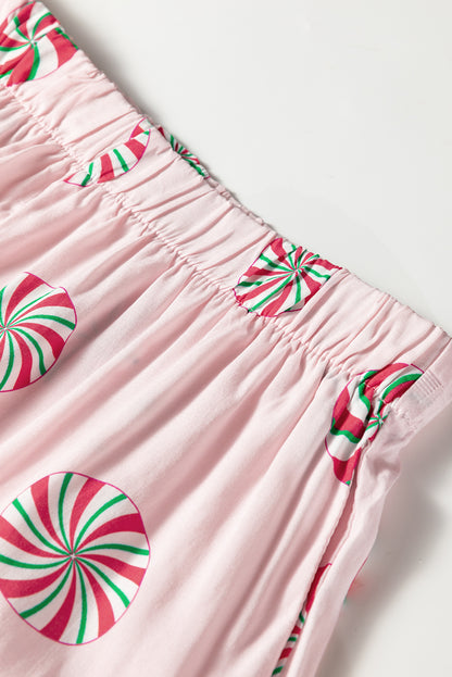 Christmas Bow Top and Ruffle Shorts Pajama Set
