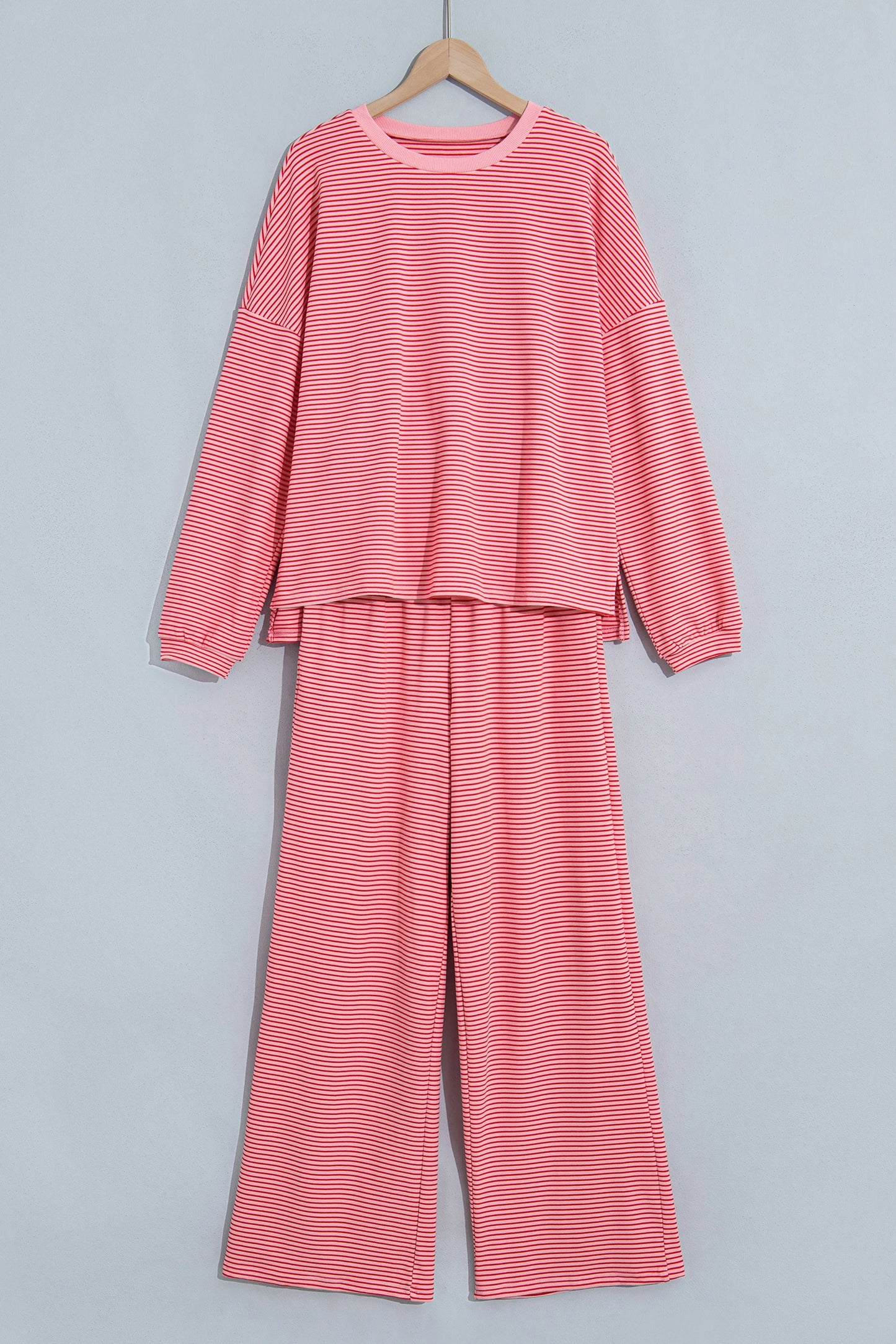 Stripe Oversized Long Sleeve Top & Pants Set