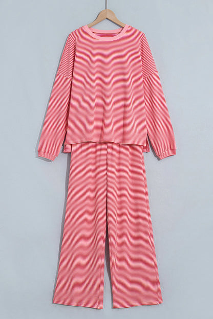 Stripe Oversized Long Sleeve Top & Pants Set