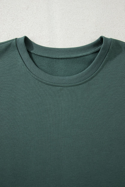 Solid Oversize Sweatshirt and Ribbed Leggings Set