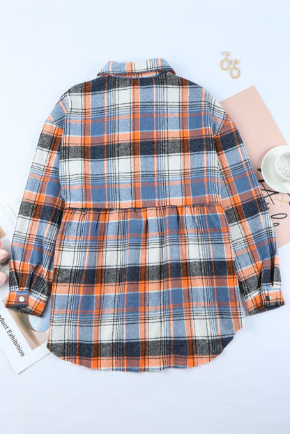 Plaid Ruffle Shirt Jacket