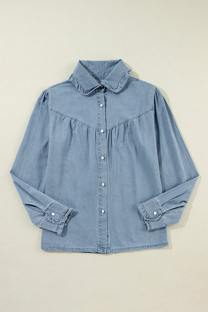 Chambray Western Collar Buttoned Shirt