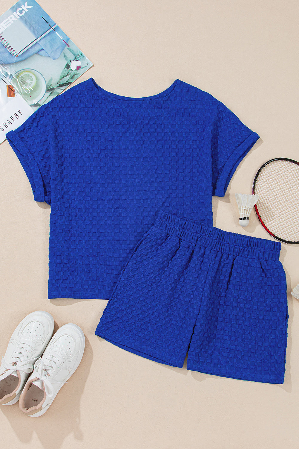 Textured Tee and Shorts Set