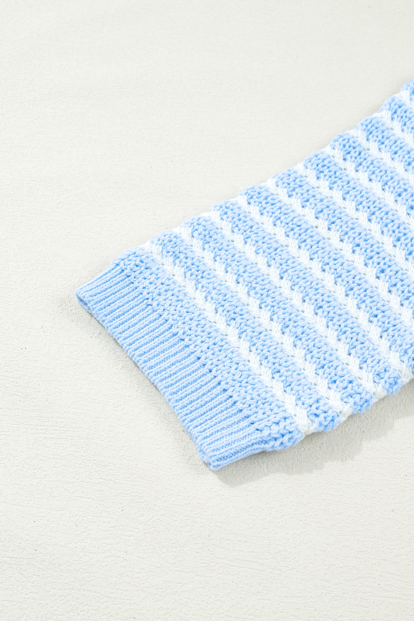 Stripe Bow Tie V-Neck Short Sleeve Sweater