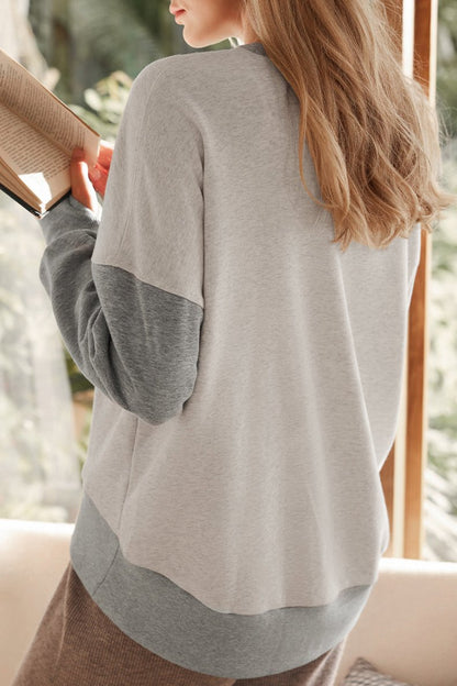 Colorblock Thumbhole Sleeve Sweatshirt