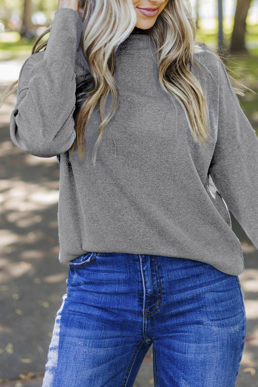 Zipped Shoulder Long Sleeve Top