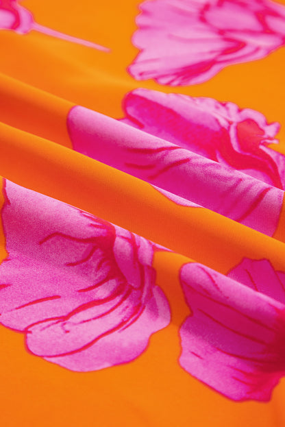 Floral Frilly Smocked V-Neck Maxi Dress