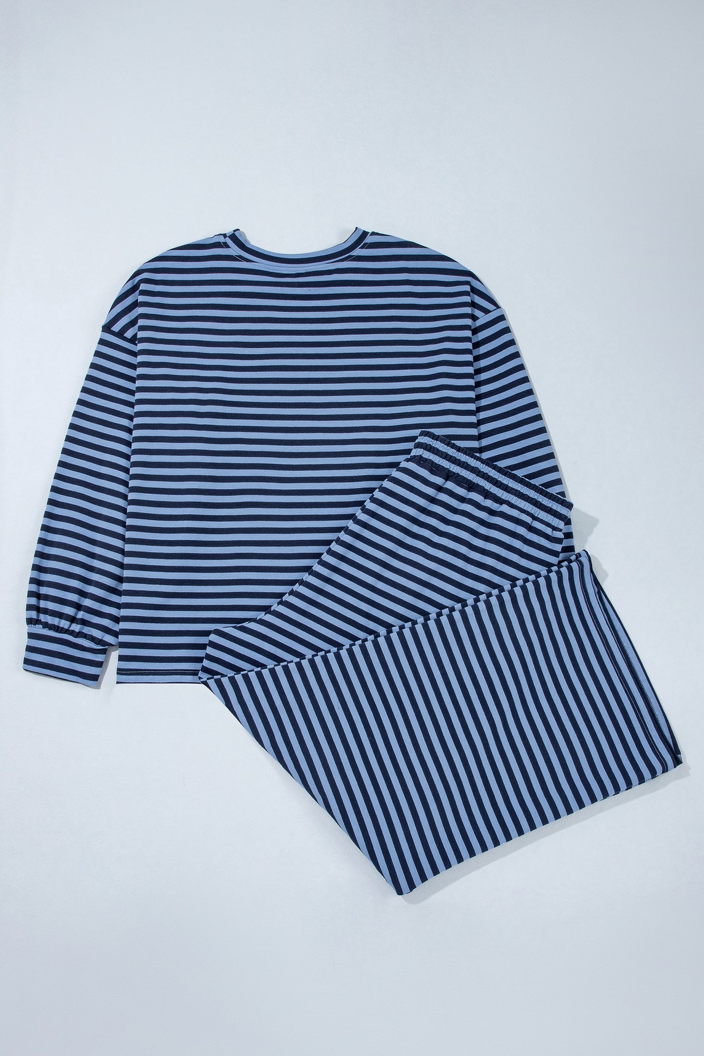 Plus Size Stripe Long Sleeve Top & Pants Set