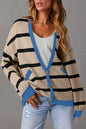 Colorblock Drop Shoulder Buttoned Cardigan