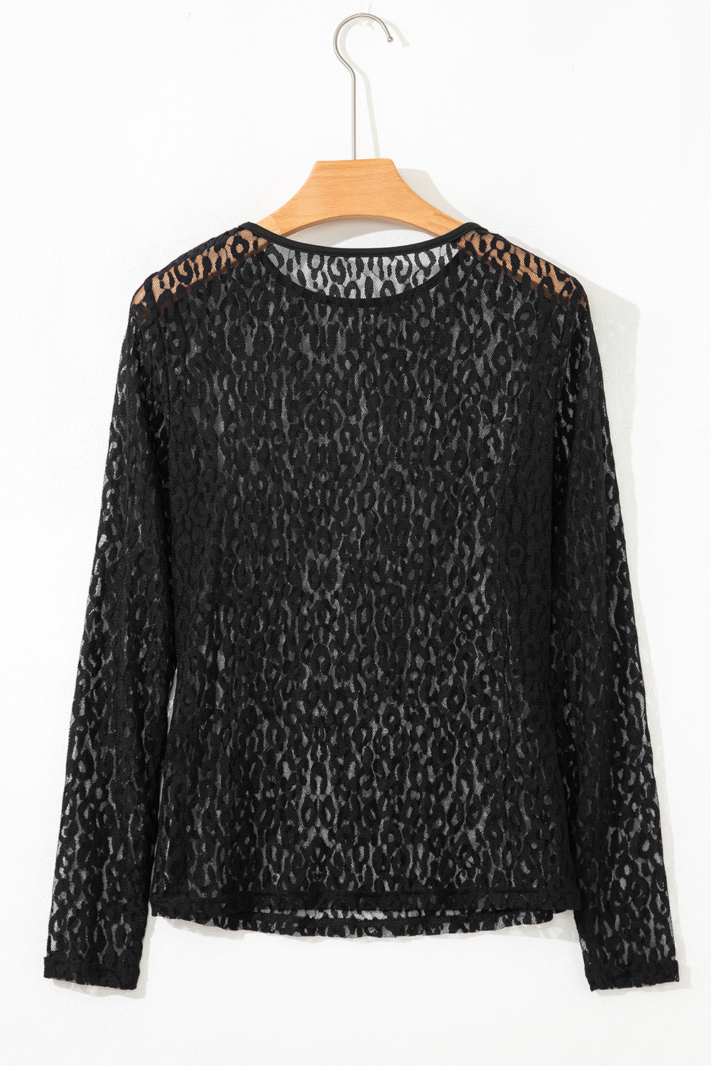 Leopard Sheer Mesh Long Sleeve Top