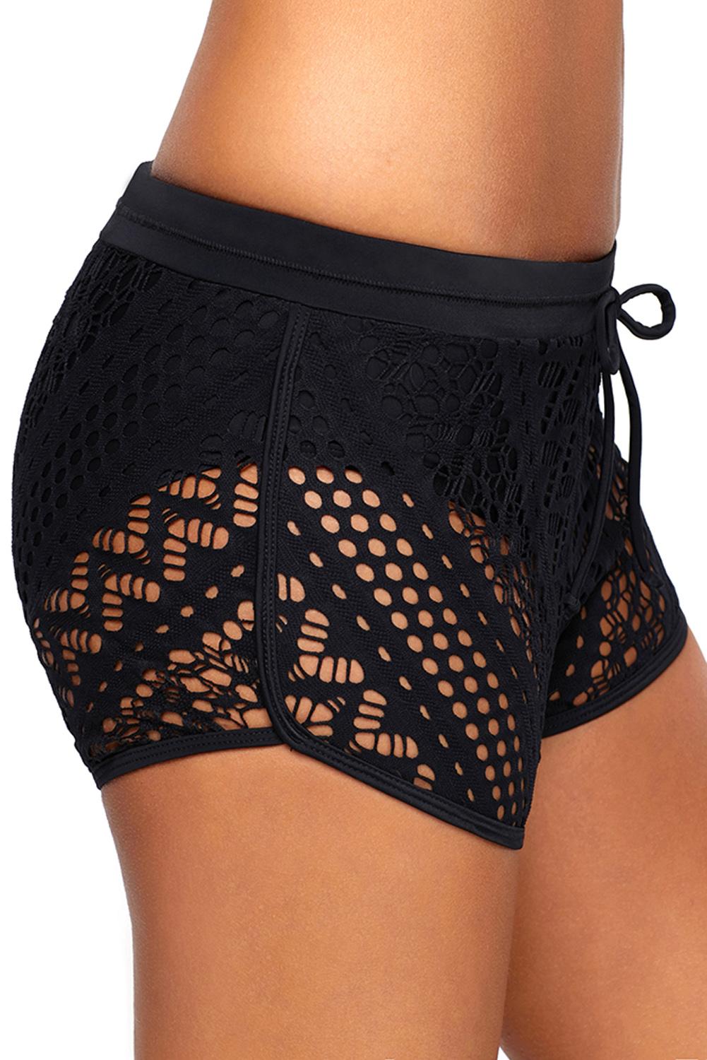 Hollowed Lace Overlay Swim Shorts