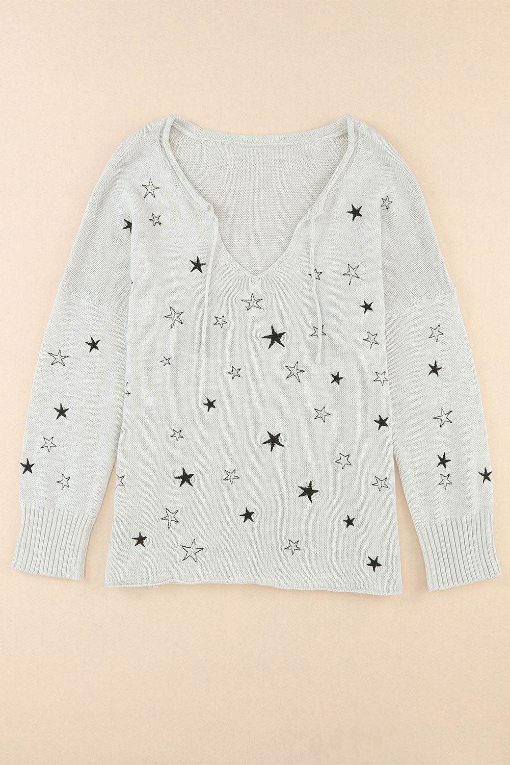 Stars Embroidery Lightweight Knit Sweater