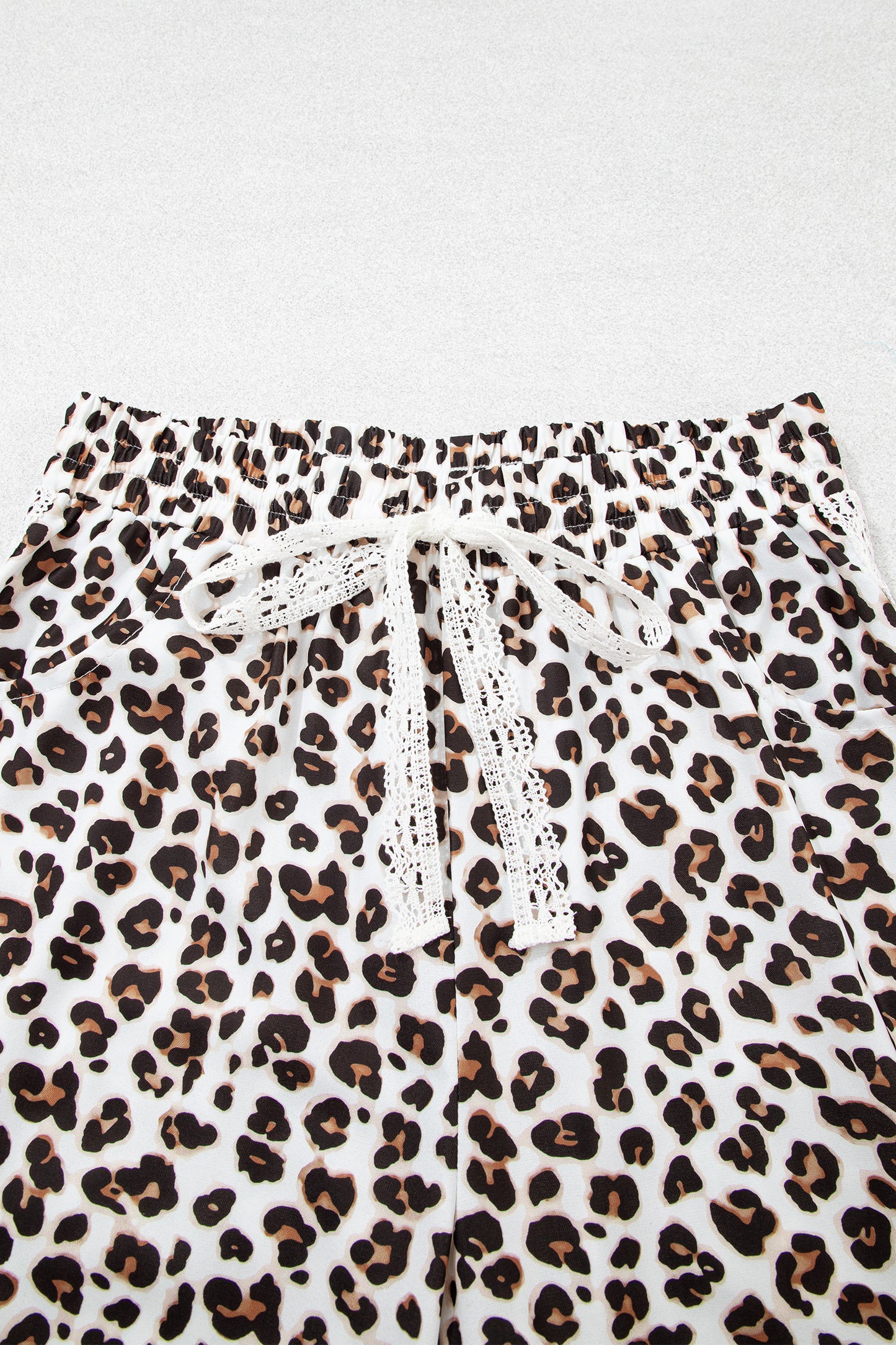 Leopard Lace Side Stripe Elastic Waist Jogger Pants