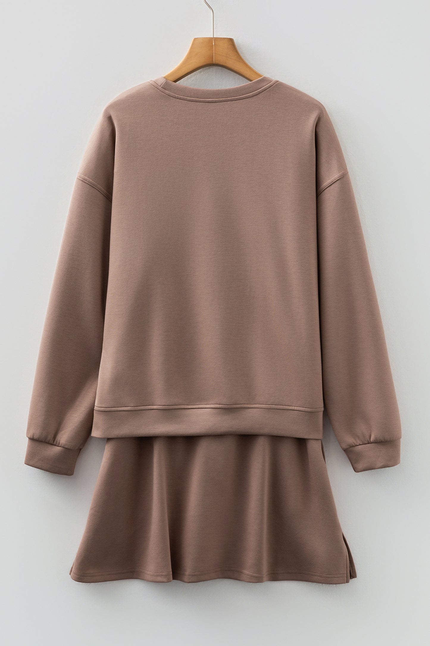 Solid Drop Shoulder Sweatshirt & Mini Skirt Set