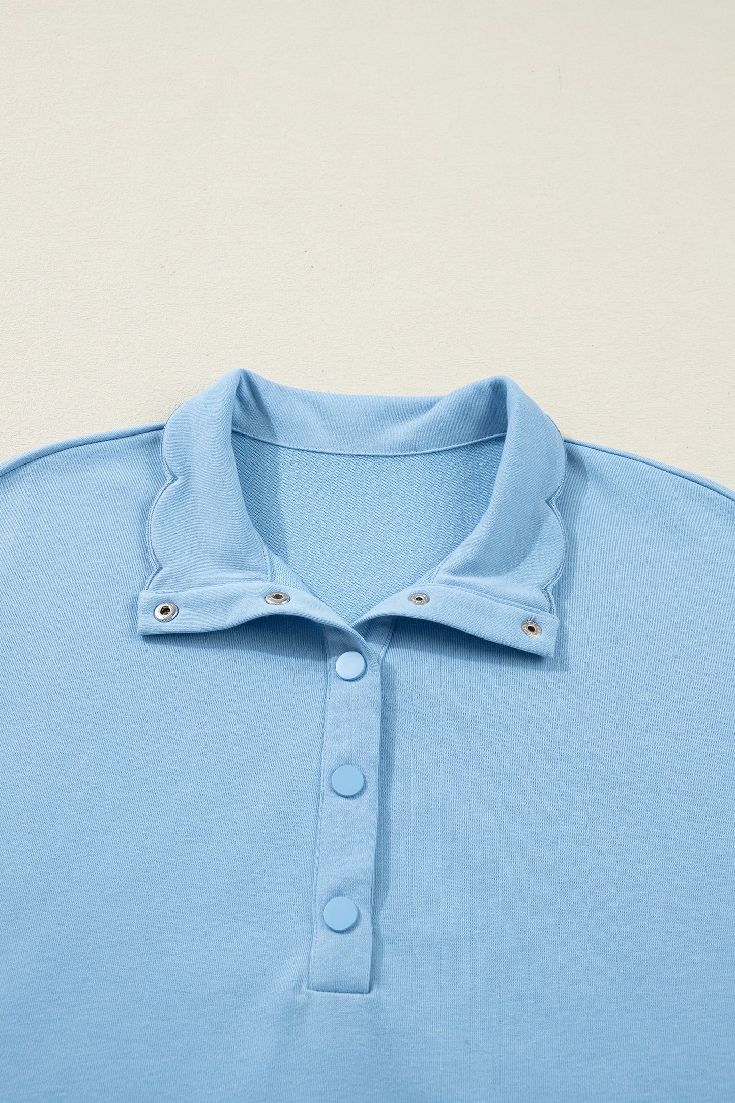 Solid Snap Button Scallop Hem Polo Mini Dress