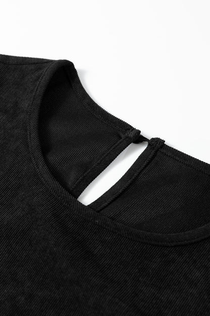 Solid Lantern Sleeve Tiered Mini Dress